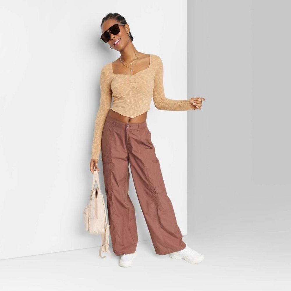 Wild Fablw Wide Leg Casual Pants in Brown/Rust XL